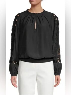 Ramy Brook Black Brittany Lace Cut-out Blouse